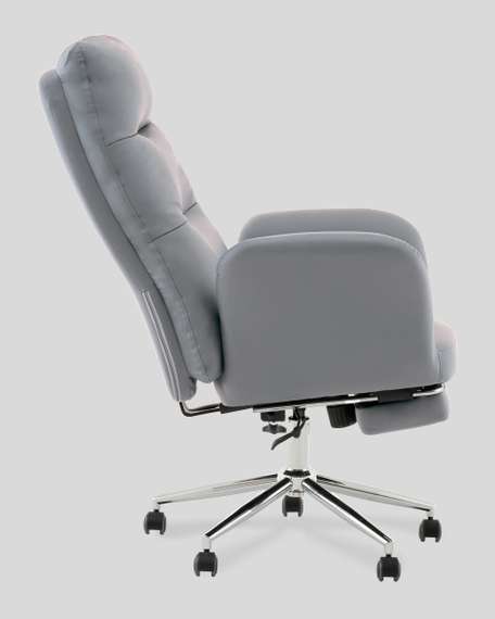 Кресло руководителя TopChairs Solid с оттоманкой серый