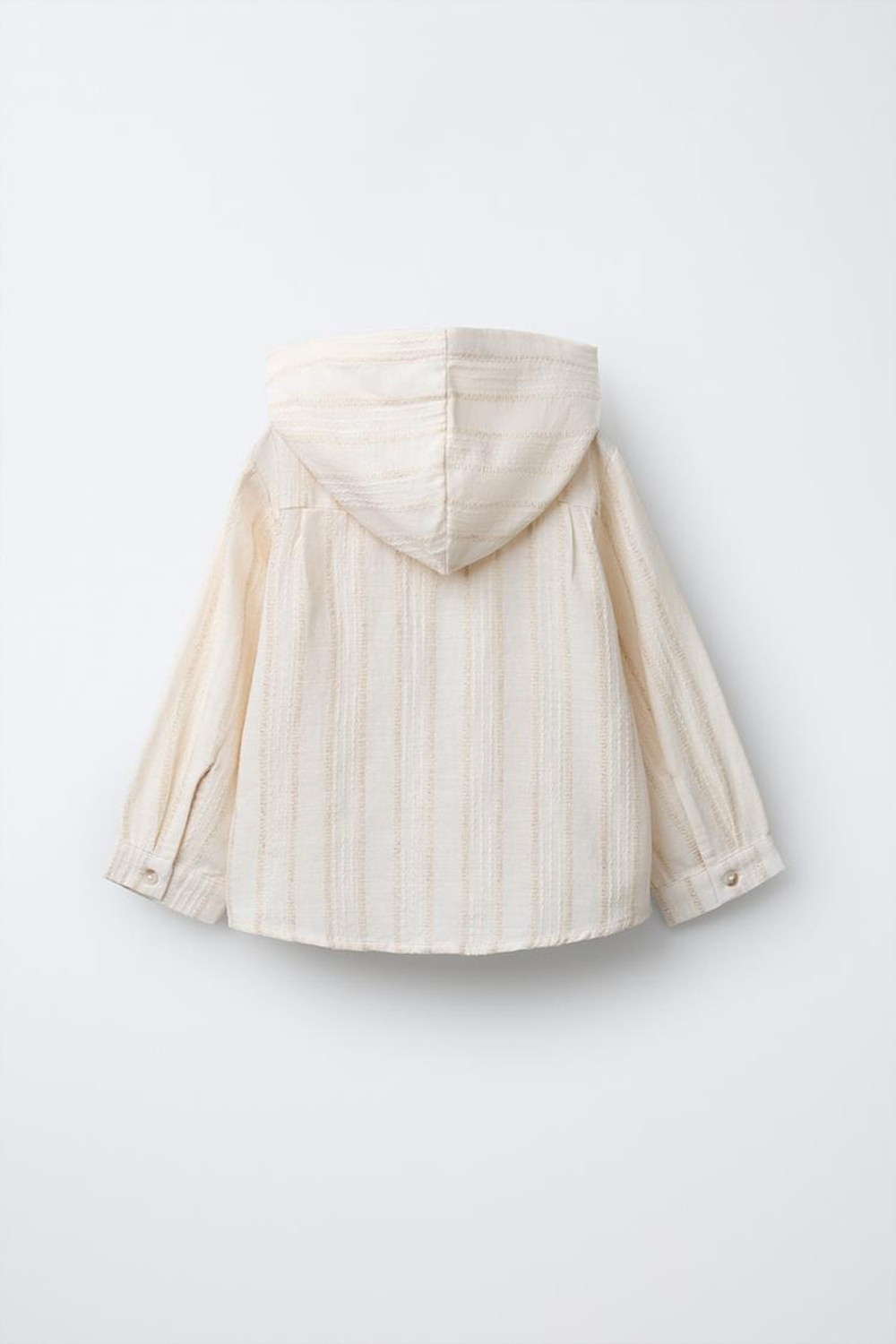 ZARA КУРТКА-РУБАШКА В ПОЛОСКУ С КАПЮШОНОМ, ЭКРЮ