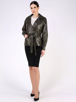 Кожаная куртка осень Турция тренч короткий