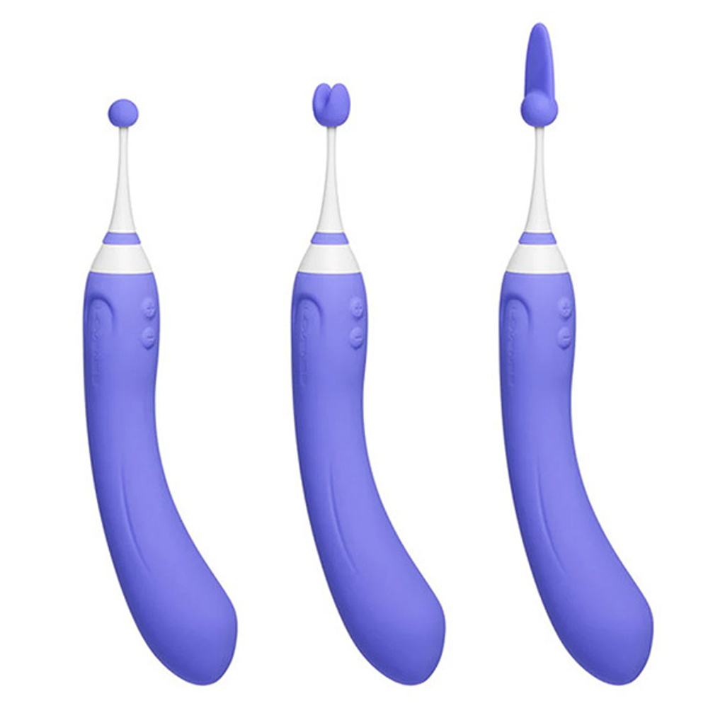 Двусторонний фиолетовый вибратор 21,6см с клиторальным стимулятором и управлением через приложение Lovense Hyphy Smart Vibrator Purple LE-15