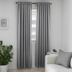 IKEA MAJGULL  (ИКЕА МАЙГУЛЛ)  -  Шторы блэкаут, пара, на ленте/серый, 145x300 см
