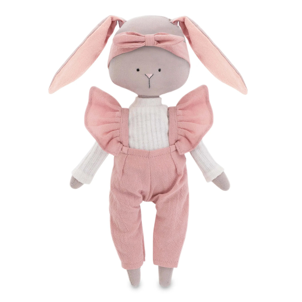 Зайка Люси в розовом комбинезоне 30 см