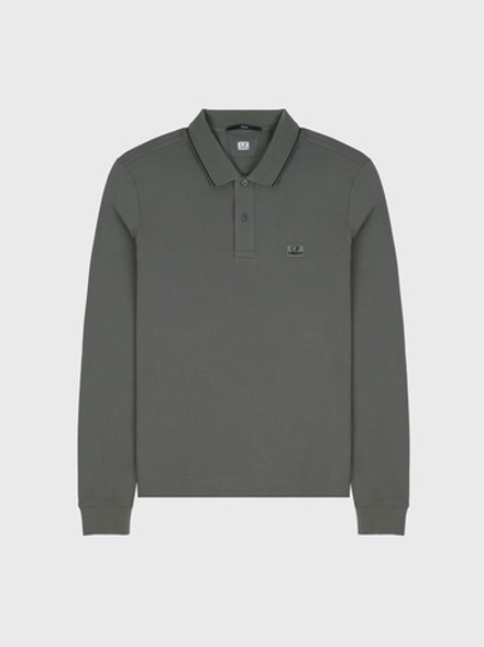 Поло с длинным рукавом C.P. Company Stretch Piquet Slim Line Dark Green