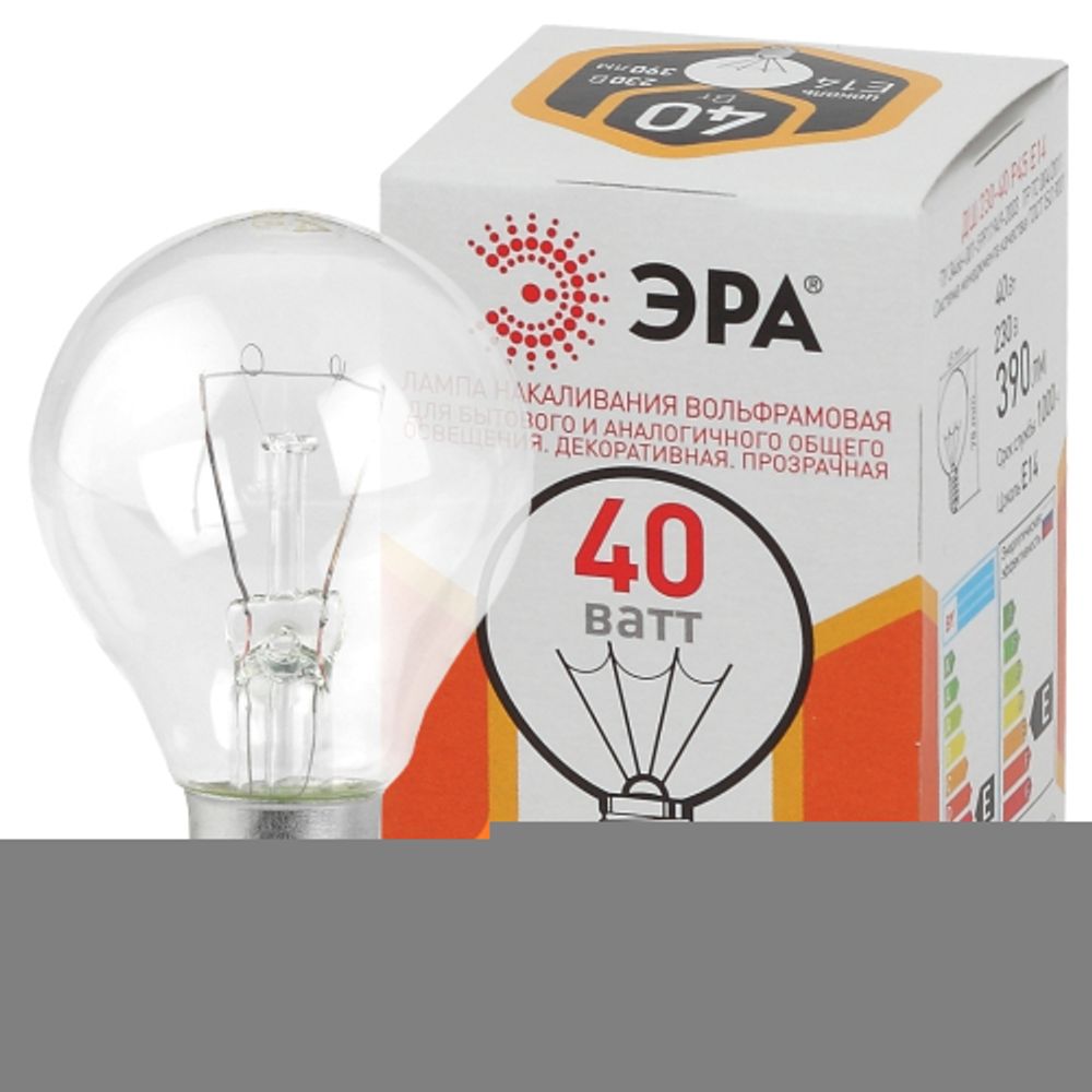 Лампочка ЭРА P45 40Вт Е14 / E14 230В шар прозрачный цветная упаковка