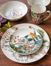 Фарфоровая тарелка закусочная Тропические цветы MW413-II0089, 19 см, декор