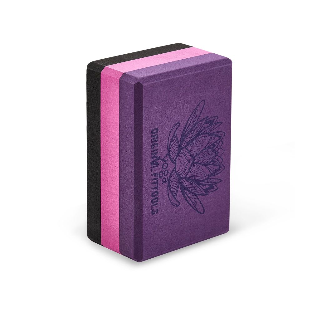 Блок для йоги трехцветный премиум в коробке