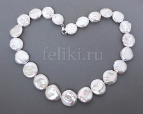 бусы из крупного плоского жемчуга бива