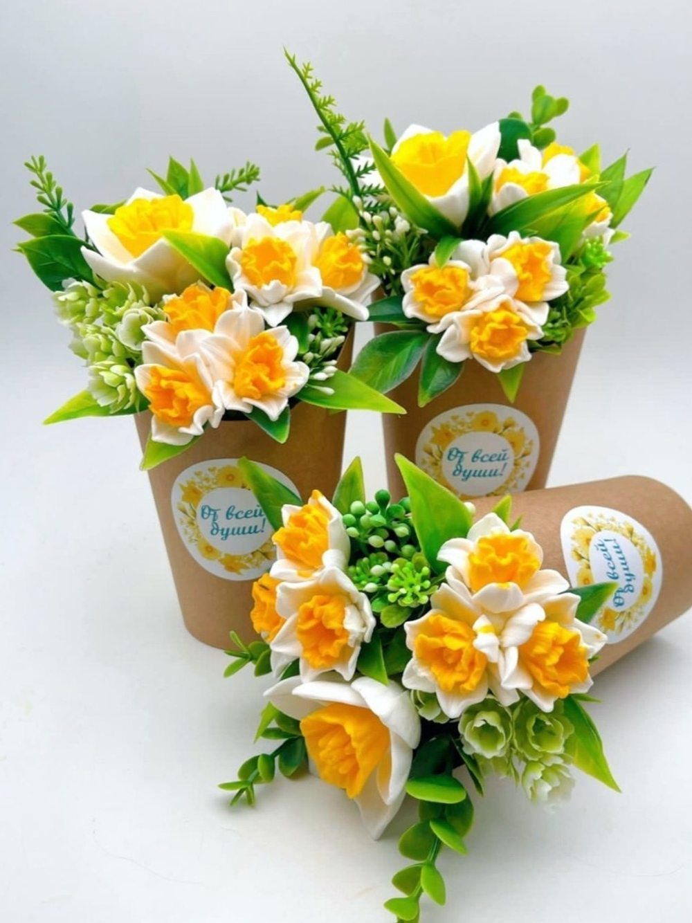 Нарцисс крафт букет, подарок из мыла ручной работы