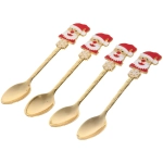 Набор ложек для десерта 4шт «Дед Мороз», цвет золото