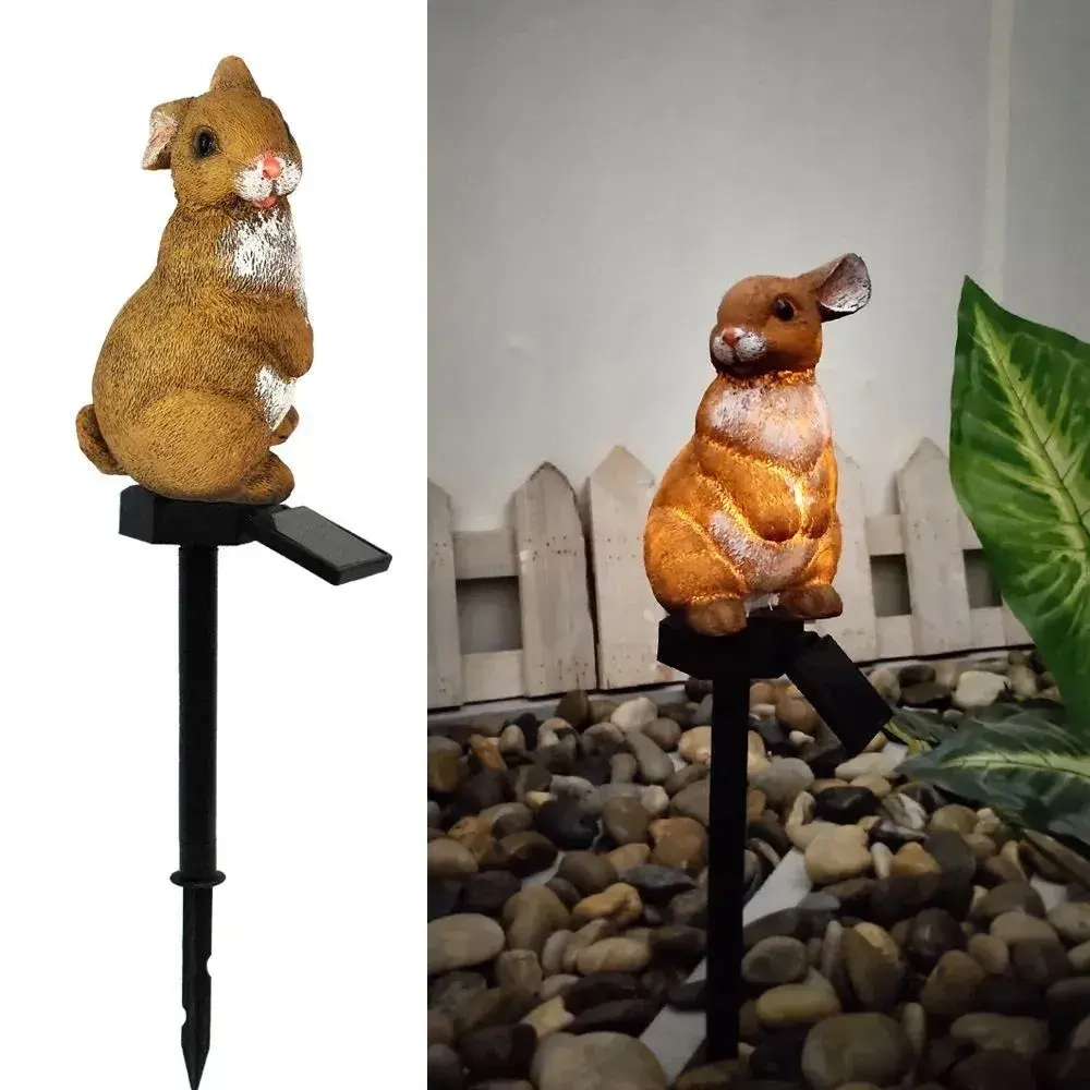 Садовый фонарь зайчик, украшение сада, для улицы, на солнечной батареи