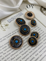 Пуговицы винтажные черный перламутр с цветком