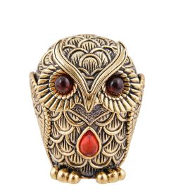 Народные промыслы AM-3782 Шкатулка «Сова Ажурная» (латунь, янтарь)