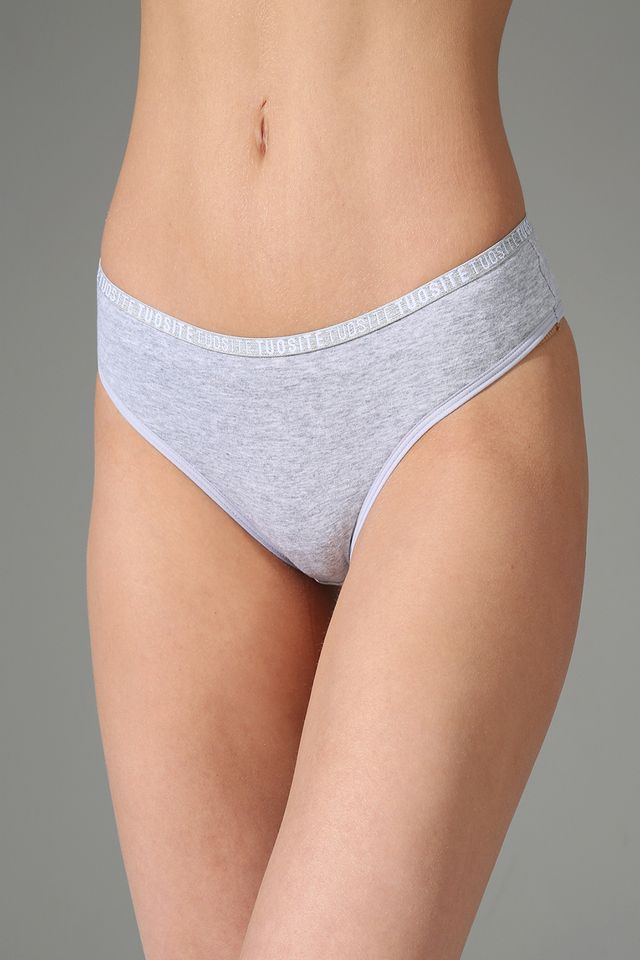 Хлопковые трусы бразилиана светло-серые