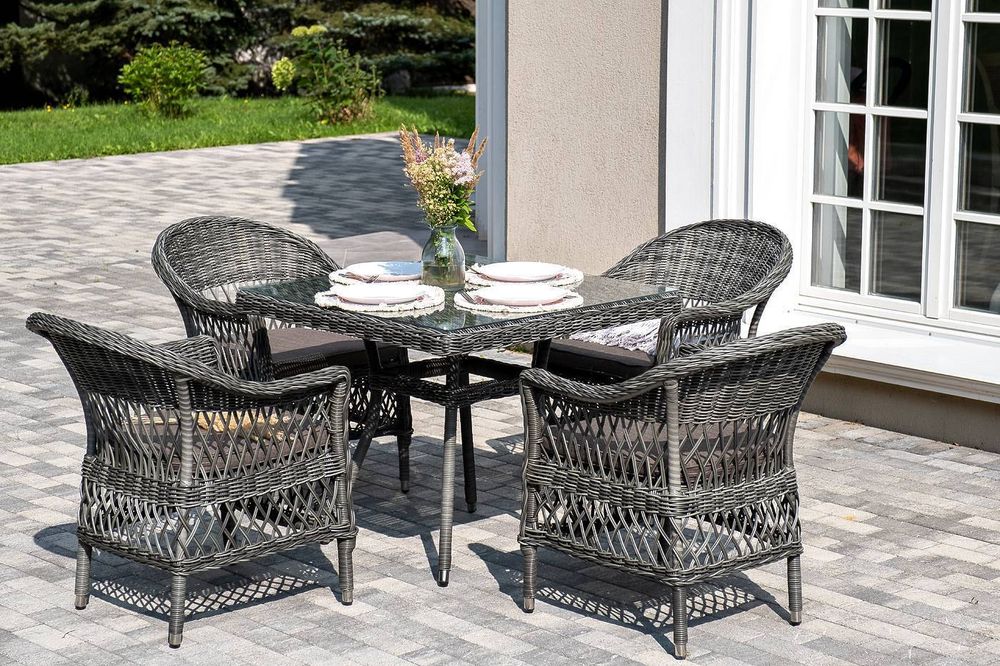 "Сицилия" обеденная группа плетеная, цвет графит