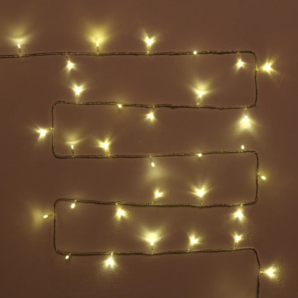 Гирлянда для дома «Водопад» нить 9,5м 100 ламп LED прозрач.пров, 8 реж,IP-20, Теплый белый (возможность соединения)