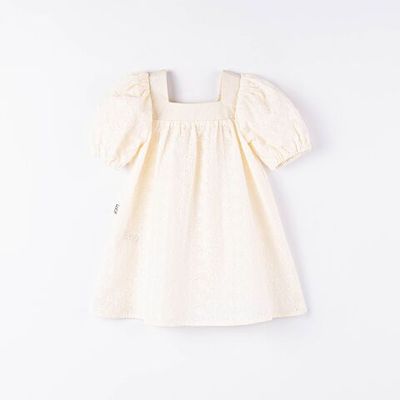 Loose embroidered cotton dress - Ivory