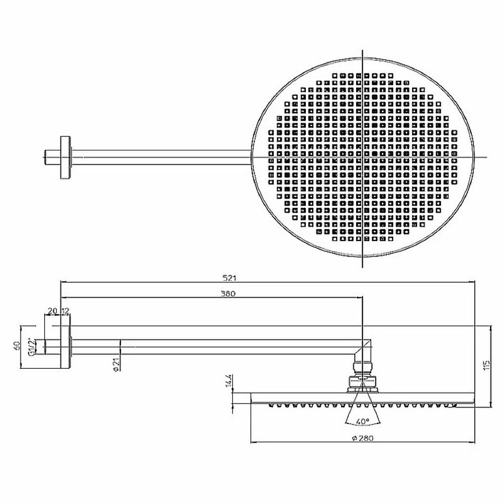 Верхний душ Bossini Apice H70430I.073 черный
