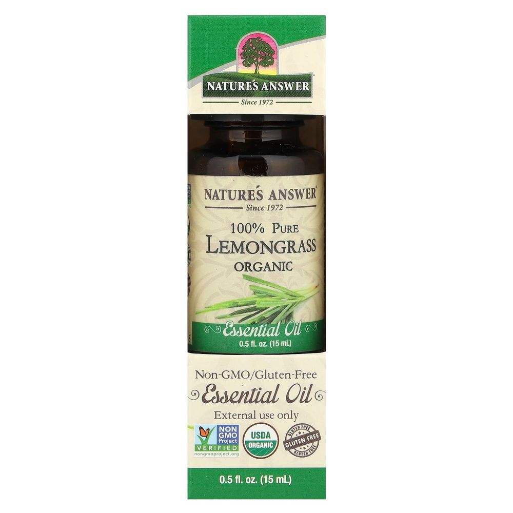 Nature's Answer, Органическое эфирное масло, 100% лемонграсс, 15 мл (0,5 унций)