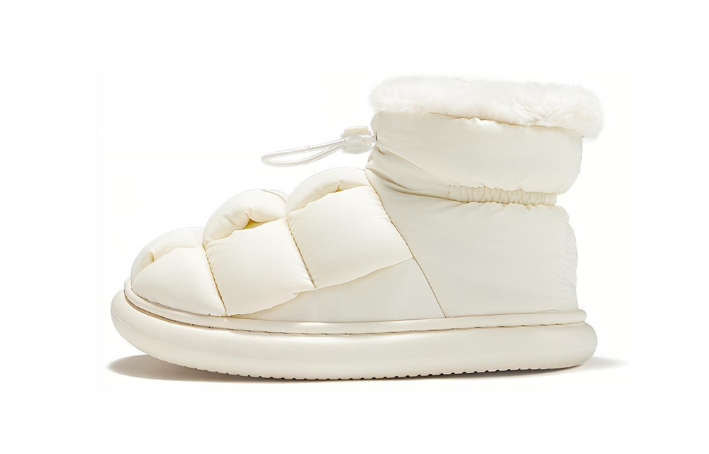 FEIYUE Tofu Insulated Shoes Waterproof Mid-top Casual Shoes Women"s Beige