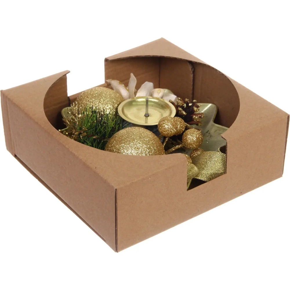 Подсвечник новогодний «Изящный вечер» 20 см, Золото