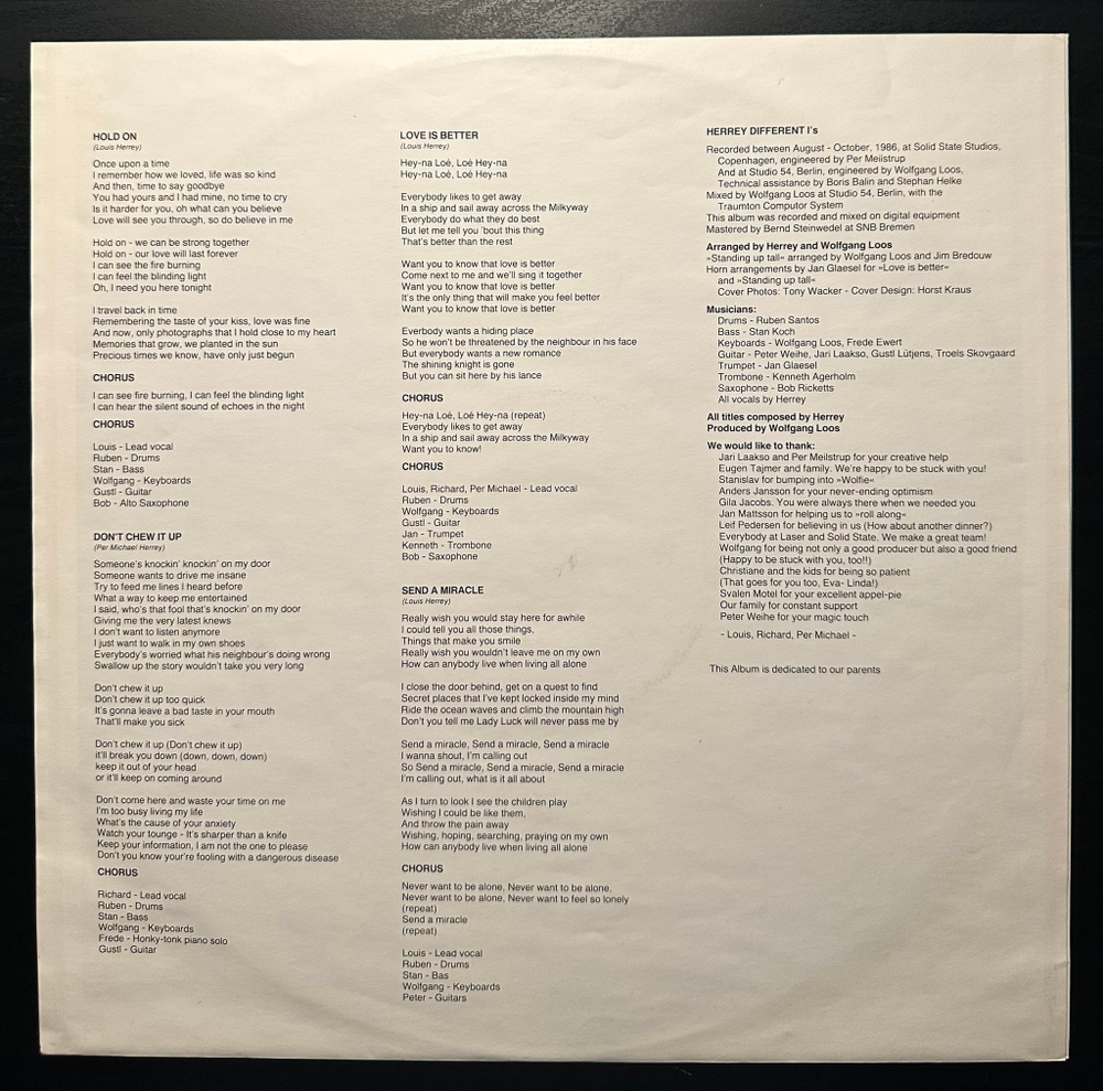 Herrey - Different I's (Скандинавия 1986г.)