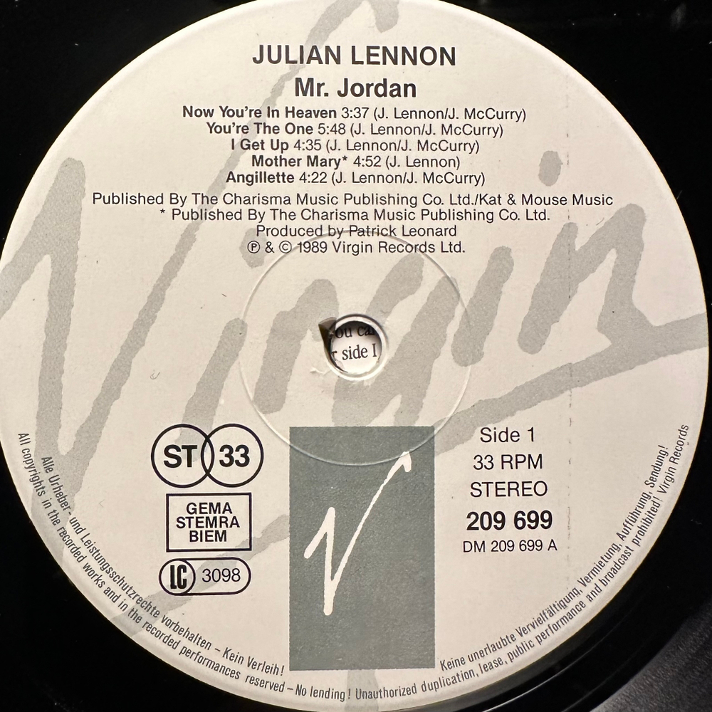 Julian Lennon- Mr. Jordan (Европа 1989г.)