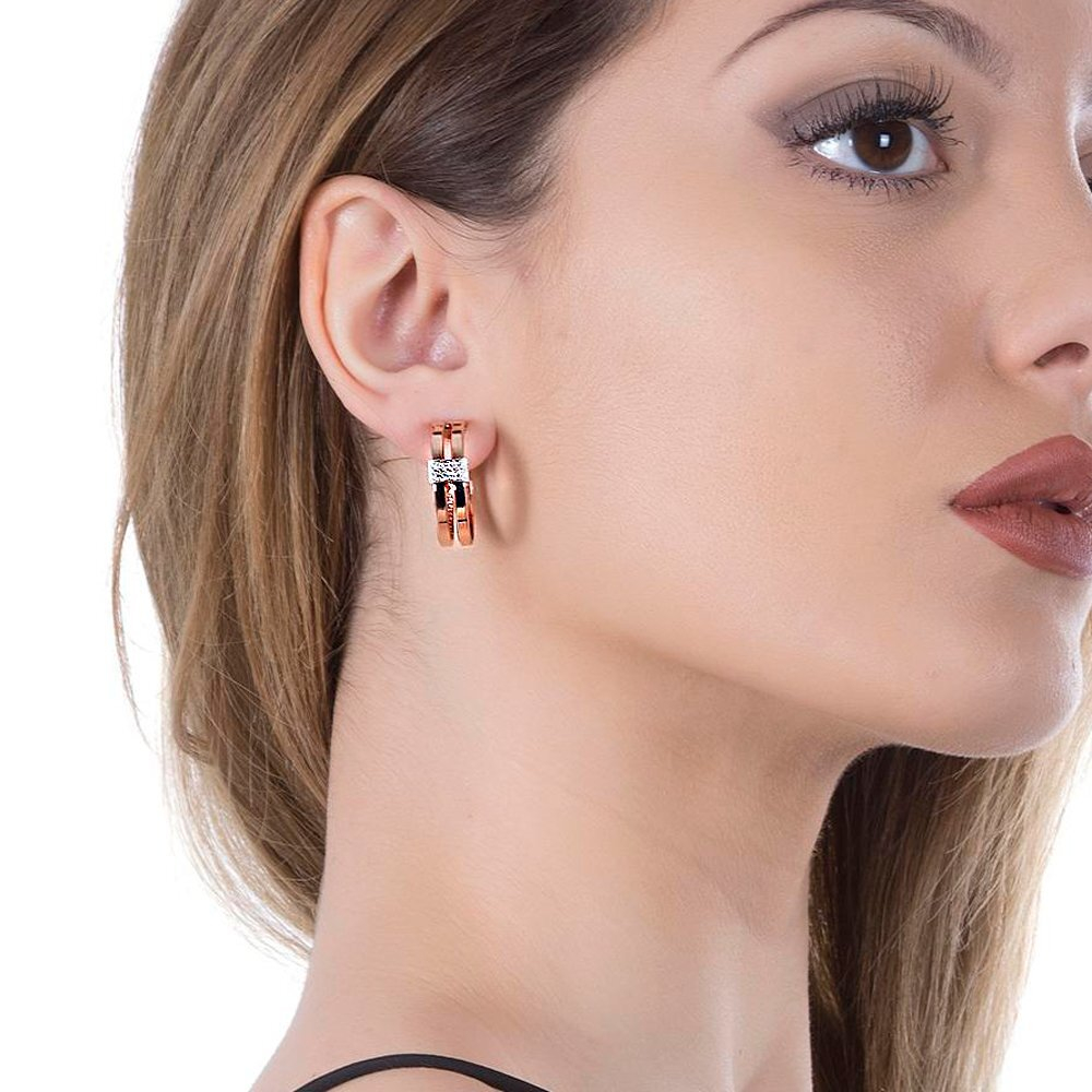 Серьги Boccadamo XOR278RS BR/RG с кристаллами Swarovski, покрытием золотом, родием