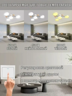 Люстра потолочная светодиодная на кухню, прихожую и спальню,48 Вт