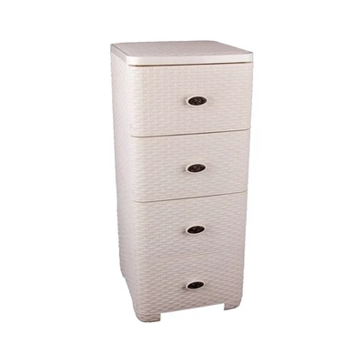 Комод 'Плетёнка' 4-х секционный (сл. кость/бежевый)