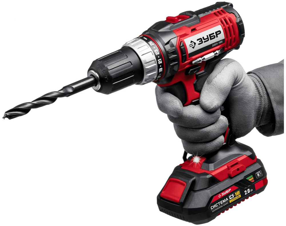 Дрель-шуруповерт акк ЗУБР ДШЛ-185-22 18В, 2 АКБ (2Ач) в кейсе