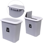 Корзина для мусора подвесная 27х19х28 серая с крышкой