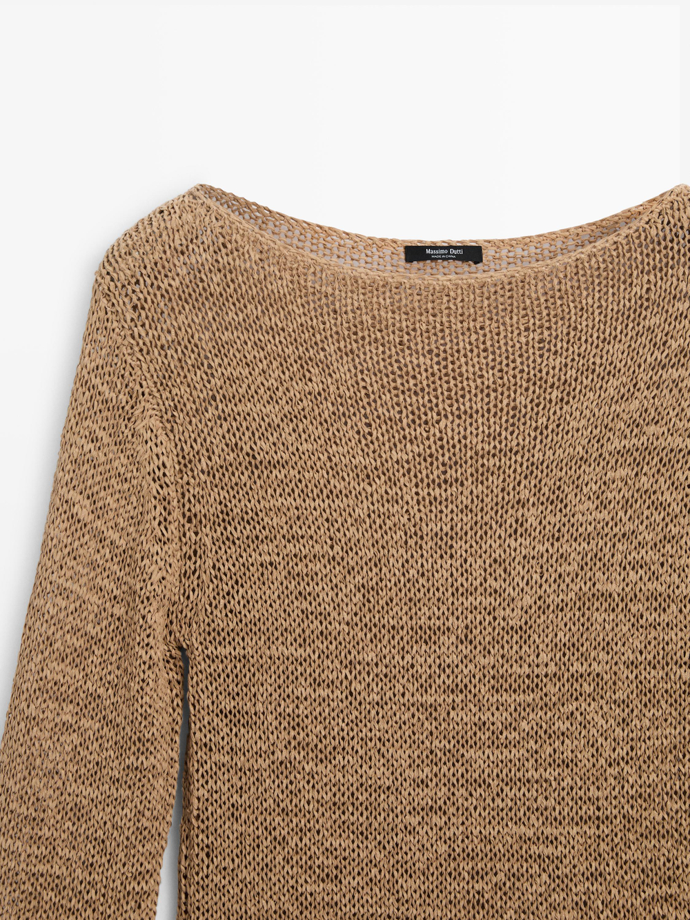 Massimo Dutti Вязаный свитер из смесового хлопка с вырезом «лодочка», жженый