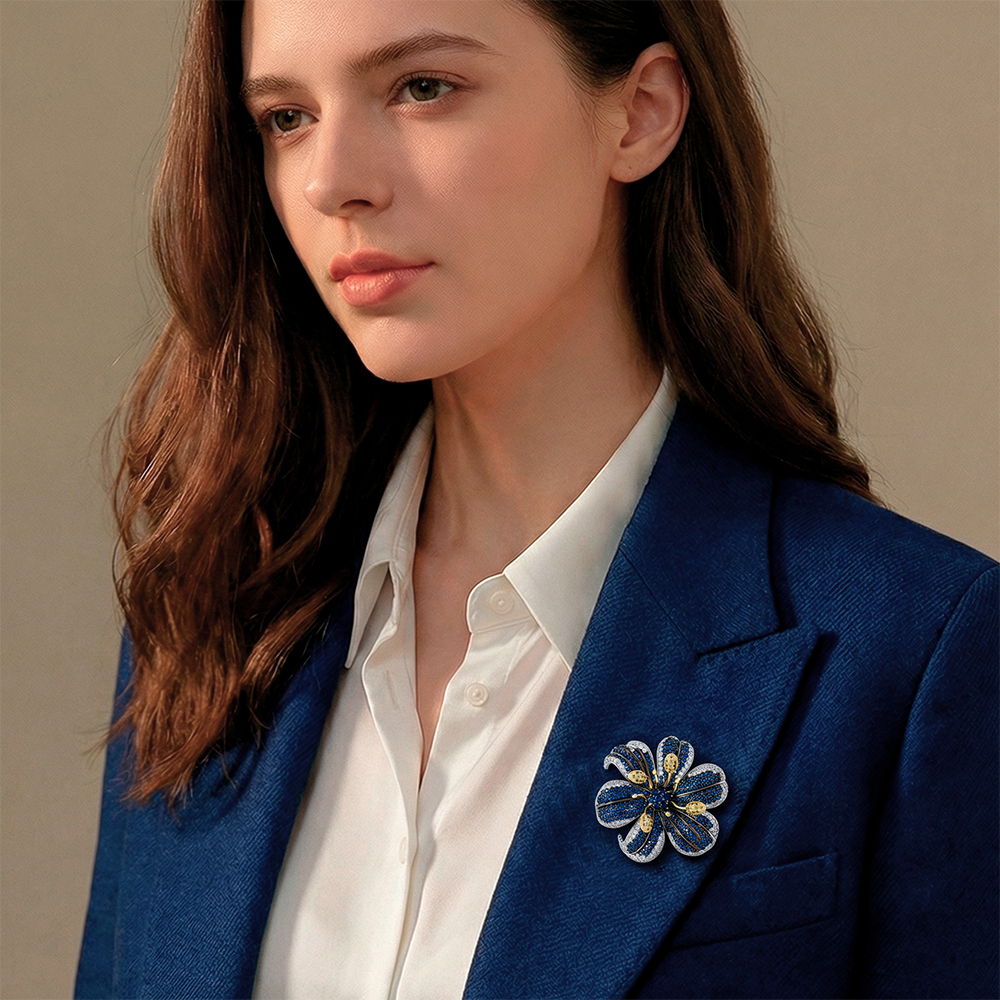 Брошь Fiore Luna ВИОЛА Zircon XR04099H1 BL/S