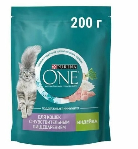 Purina ONE Сухой корм для кошек с чувствительным пищеварением, 200 гр.