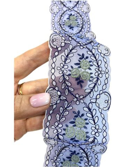 кружево на органзе вышивка шелк/хлопок/ (Франция) ш-7 см цена за 1м