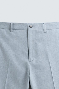 ZARA КОСТЮМНЫЕ БРЮКИ SLIM FIT, НЕБЕСНО-ГОЛУБОЙ