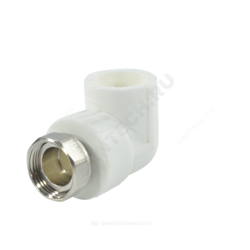 Угольник PP-R комбинированный белый Дн 32х1" с накидной гайкой RTP (РосТурПласт) 14268
