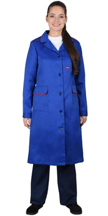 Халат "ТЕХНИК" женский васильковый с красным