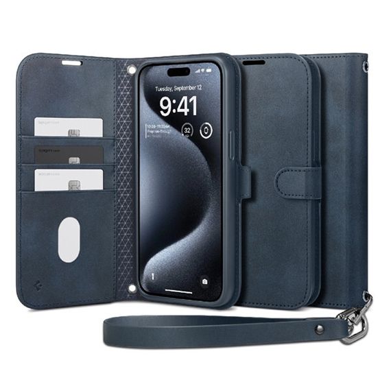 Чехол Spigen Wallet S Pro для iPhone 15 Pro Max (ACS06606) синий