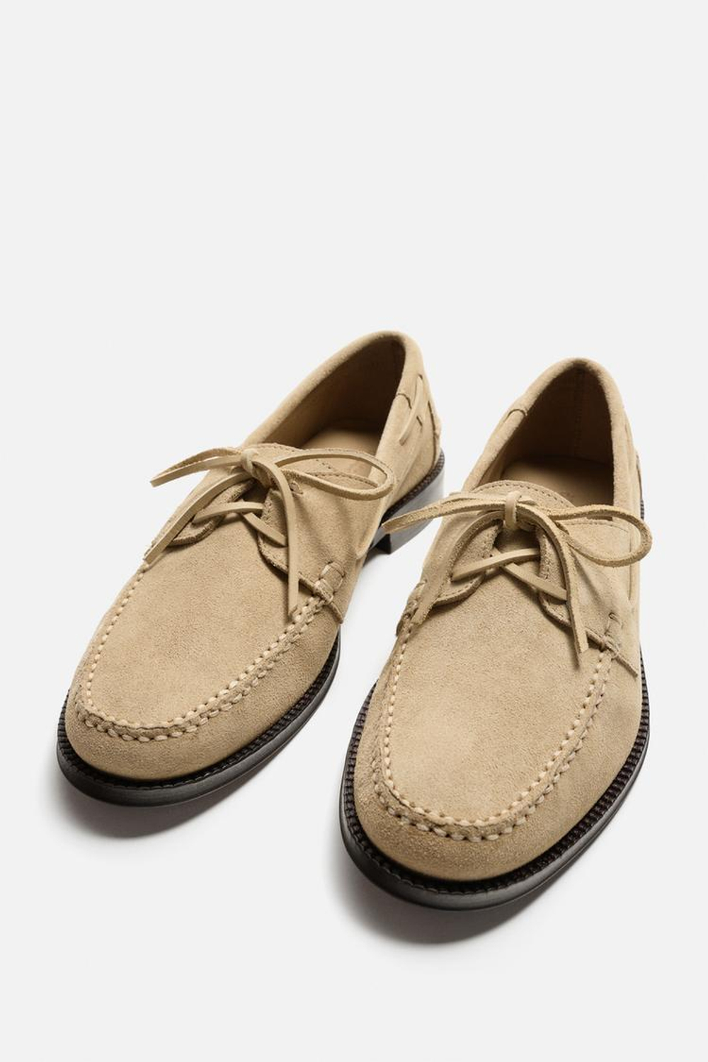 ZARA КОЖАНЫЕ ТОПСАЙДЕРЫ, БЕЖЕВЫЙ