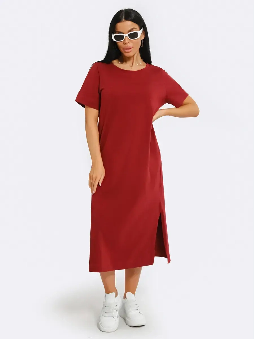 Платье хлопок однотон большие размеры