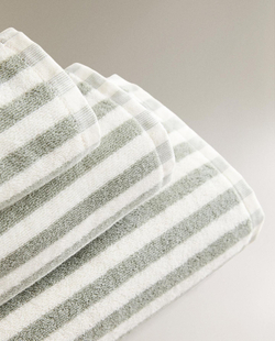 Zara Home - Красочное полосатое банное полотенце, зеленый, 30х50 см