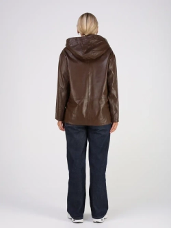 Кожаная куртка демисезонная с капюшоном