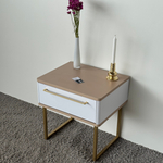 Тумба прикроватная на ножках ROYAL 5201 эко (Макиато-Золото-р.золото)