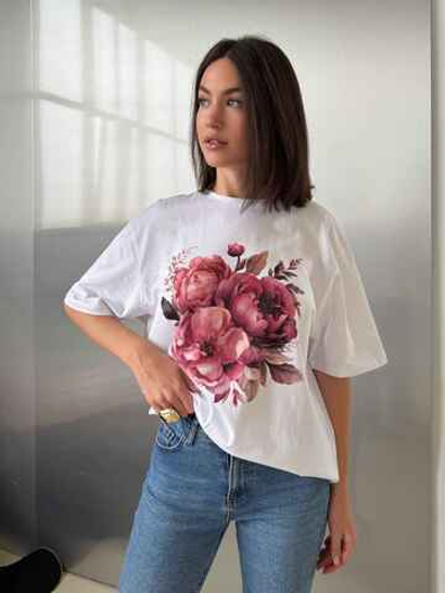 Футболка оверсайз с принтом длинная15