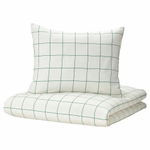 Комплект постельного белья IKEA VITKLOVER (ВИТКЛЕВЕР), Двуспальный, Белый в клетку, 240x220, 50x80 см