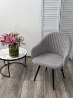 Стул М-City DISAUR Авиор (Avior) поворотный на поворотный на 360 градусов, B22 Серый, Велюр, Черный каркас