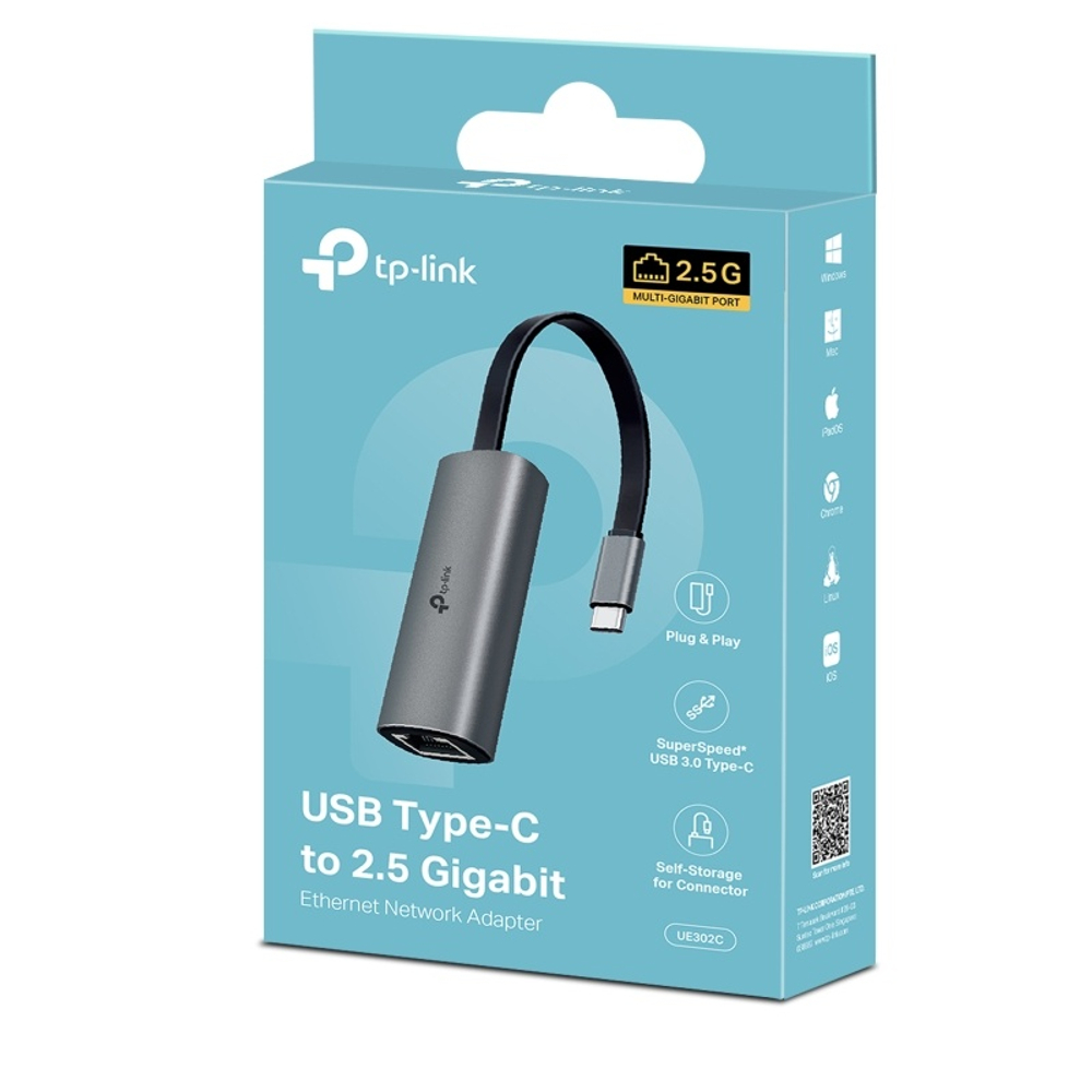 TP-Link UE302C Сетевой адаптер USB Type-C/RJ45 2.5 Gigabit Ethernet