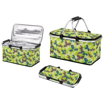 Термосумка складная с алюминиевым каркасом CB-7046-2 с принтом зелень