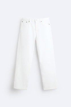 ZARA ДЖИНСЫ STRAIGHT-LEG, ЖЕЛТОВАТО-БЕЛЫЙ